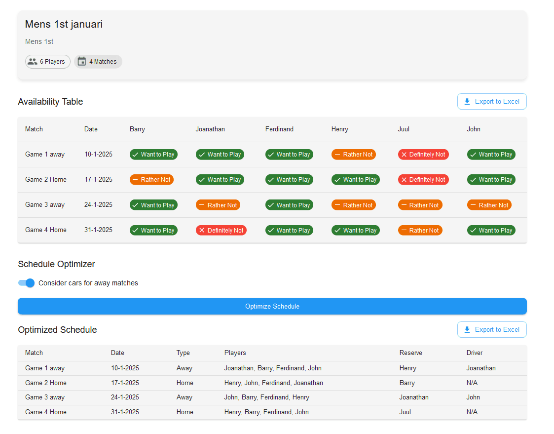 Squash Manager Dashboard Preview